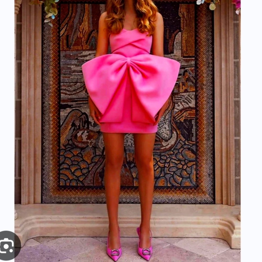 Eliya the label Paris Oversized millennial pink bow couture dress xs